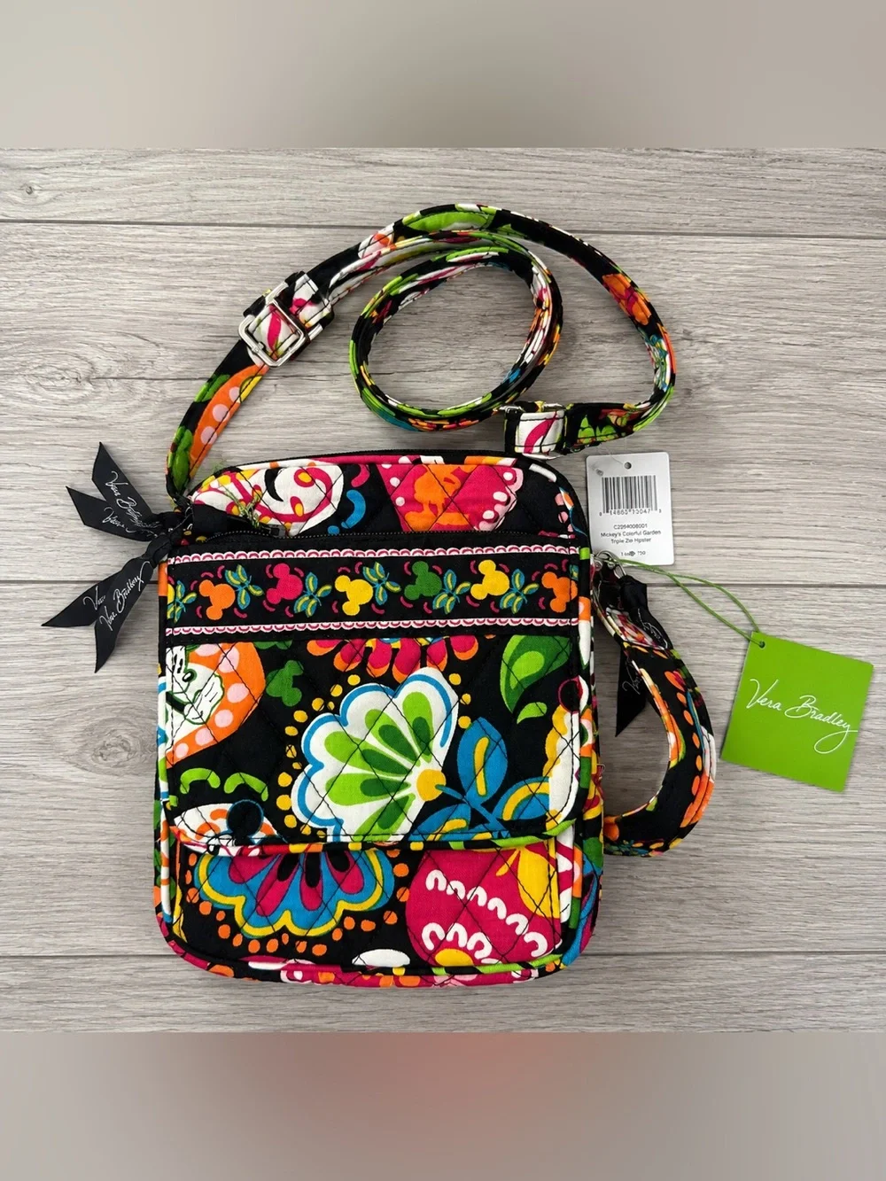 🌺 NWT Vera Bradley x Disney Parks Mickey’s Colorful Garden Triple Zip Hipster 🌺